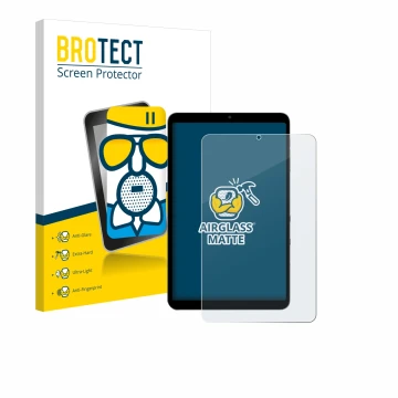 Front side of a product packaging with the brand logo BROTECT. Next to it is the device Alldocube iPlay 60 Mini Pro shown with