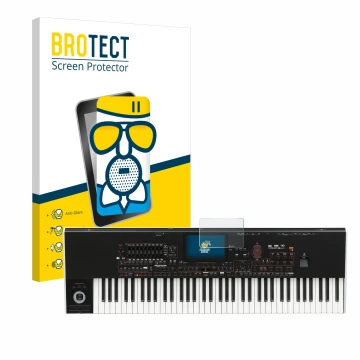 Front side of a product packaging with the brand logo BROTECT. Next to it is the device KORG Pa4x shown with the corresponding