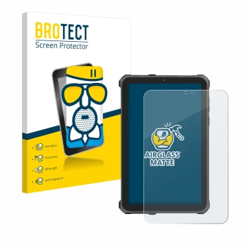 Front side of a product packaging with the brand logo BROTECT. Next to it is the device Oukitel RT3 Pro shown with the corresp