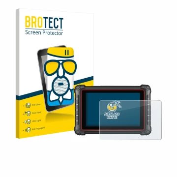 Front side of a product packaging with the brand logo BROTECT. Next to it is the device Autel MK900BT shown with the correspon