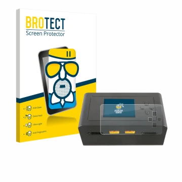 Front side of a product packaging with the brand logo BROTECT. Next to it is the device Gens Ace IMARS D300 shown with the cor