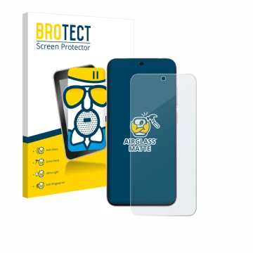 Front side of a product packaging with the brand logo BROTECT. Next to it is the device Vivo X200 Pro mini shown with the corr