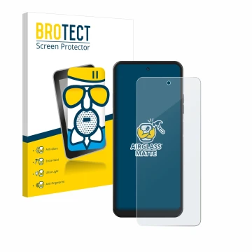 Front side of a product packaging with the brand logo BROTECT. Next to it is the device Hotwav Note 12 shown with the correspo