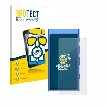 Front side of a product packaging with the brand logo BROTECT. Next to it is the device Hiby Digital M300 shown with the corre