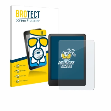 Front side of a product packaging with the brand logo BROTECT. Next to it is the device Amazon Kindle Colorsoft Signature Edit