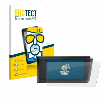 Front side of a product packaging with the brand logo BROTECT. Next to it is the device Bosch Purion 400 shown with the corres