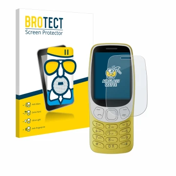 Front side of a product packaging with the brand logo BROTECT. Next to it is the device Nokia 3210 shown with the correspondin