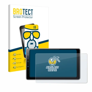 Front side of a product packaging with the brand logo BROTECT. Next to it is the device Pioneer SPH-DA97DAB shown with the cor