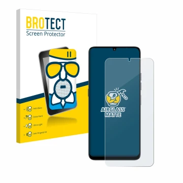 Front side of a product packaging with the brand logo BROTECT. Next to it is the device Umidigi G9 5G shown with the correspon