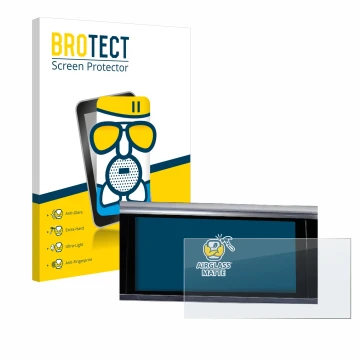 Front side of a product packaging with the brand logo BROTECT. Next to it is the device Audi Q3 Sportback 35 TFSI Infotainment