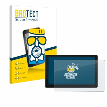 Front side of a product packaging with the brand logo BROTECT. Next to it is the device Podofo Motorrad Carplay 7