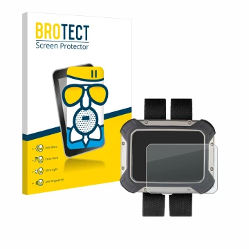 Front side of a product packaging with the brand logo BROTECT. Next to it is the device Apeks DSX shown with the corresponding