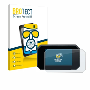 Front side of a product packaging with the brand logo BROTECT. Next to it is the device Suzuki GSX-8S 2024 shown with the corr