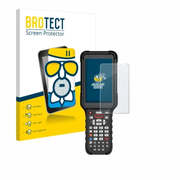 Front side of a product packaging with the brand logo BROTECT. Next to it is the device Honeywell CK67 shown with the correspo