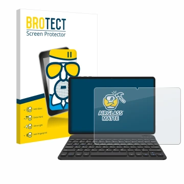 Front side of a product packaging with the brand logo BROTECT. Next to it is the device BESTTAB A20 shown with the correspondi