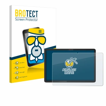 Front side of a product packaging with the brand logo BROTECT. Next to it is the device Lenovo Chromebook Duet 11M889 shown wi