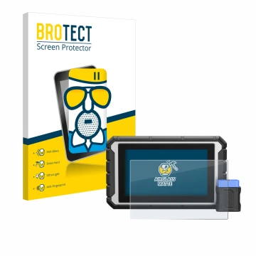 Front side of a product packaging with the brand logo BROTECT. Next to it is the device ArtiDiag 900BT shown with the correspo