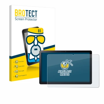 Front side of a product packaging with the brand logo BROTECT. Next to it is the device Acer Iconia Tab P11 shown with the cor