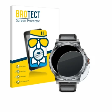 Front side of a product packaging with the brand logo BROTECT. Next to it is the device LIGE SML6-R-E 1.43