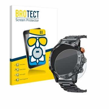 Front side of a product packaging with the brand logo BROTECT. Next to it is the device DekeFit MT43PRO 1.53