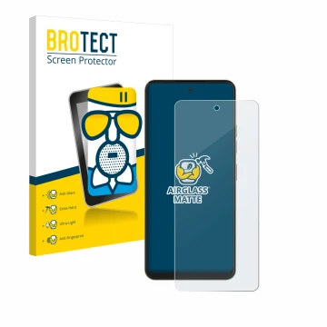 Front side of a product packaging with the brand logo BROTECT. Next to it is the device Nubia Music Pop shown with the corresp
