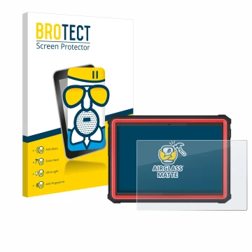 Front side of a product packaging with the brand logo BROTECT. Next to it is the device Launch X-431 PRO3S+ Elite shown with t