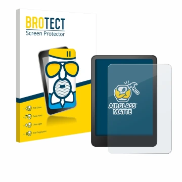 Front side of a product packaging with the brand logo BROTECT. Next to it is the device Amazon Kindle Paperwhite 2024 Signatur