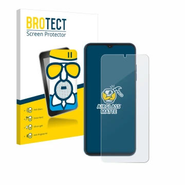 Front side of a product packaging with the brand logo BROTECT. Next to it is the device Hotwav Note 13 Pro shown with the corr