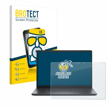 Front side of a product packaging with the brand logo BROTECT. Next to it is the device Dell Pro 13 Premium shown with the cor