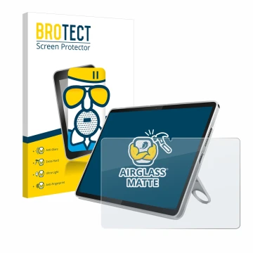 Front side of a product packaging with the brand logo BROTECT. Next to it is the device Lenovo Tab 10.1