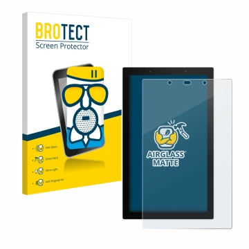 Front side of a product packaging with the brand logo BROTECT. Next to it is the device SONOFF NSPanel Pro 120 shown with the 