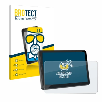 Front side of a product packaging with the brand logo BROTECT. Next to it is the device Carpuride W712D 7