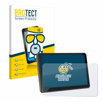 Front side of a product packaging with the brand logo BROTECT. Next to it is the device Carpuride W702BS 7