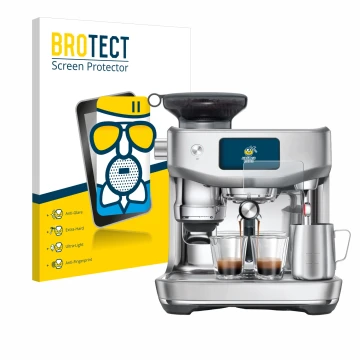 Front side of a product packaging with the brand logo BROTECT. Next to it is the device Sage the Oracle Jet shown with the cor