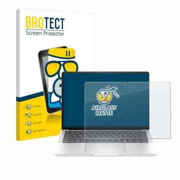 Front side of a product packaging with the brand logo BROTECT. Next to it is the device HP EliteBook X G1a 14