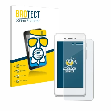Front side of a product packaging with the brand logo BROTECT. Next to it is the device Pax A50 wallee shown with the correspo