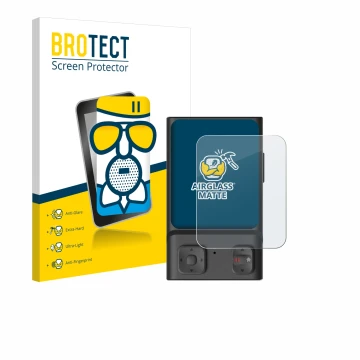 Front side of a product packaging with the brand logo BROTECT. Next to it is the device Hoverair Beacon shown with the corresp