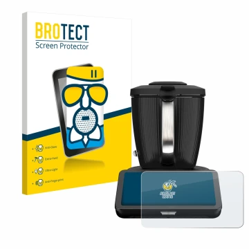 Front side of a product packaging with the brand logo BROTECT. Next to it is the device Vorwerk Thermomix TM7 shown with the c