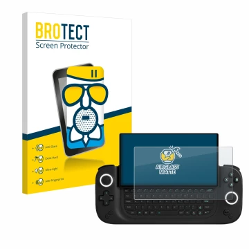 Front side of a product packaging with the brand logo BROTECT. Next to it is the device Antec Core HS shown with the correspon