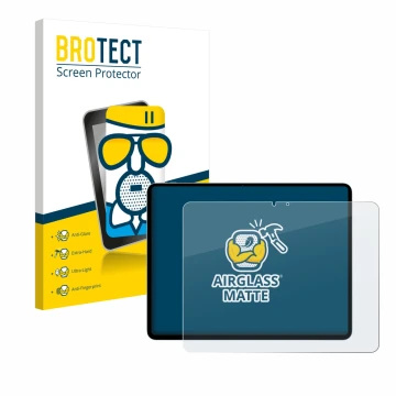 Front side of a product packaging with the brand logo BROTECT. Next to it is the device Apple iPad Air 13