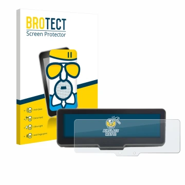 Front side of a product packaging with the brand logo BROTECT. Next to it is the device KTM 990 Duke R 2025 shown with the cor