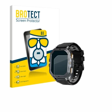 Front side of a product packaging with the brand logo BROTECT. Next to it is the device Oukitel BT101 2.02