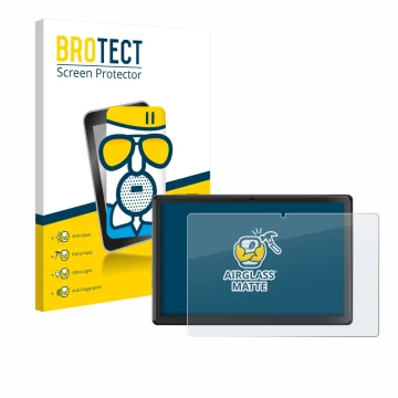 Front side of a product packaging with the brand logo BROTECT. Next to it is the device SGIN T10 Pro 10.1