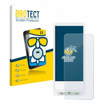 Front side of a product packaging with the brand logo BROTECT. Next to it is the device Clover Flex shown with the correspondi