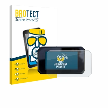 Front side of a product packaging with the brand logo BROTECT. Next to it is the device Honda CBR650R 2025 shown with the corr