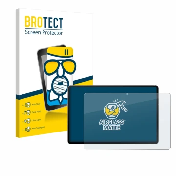 Front side of a product packaging with the brand logo BROTECT. Next to it is the device Samsung Galaxy Tab S10 FE+ WiFi shown 