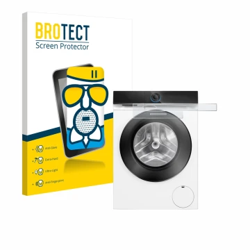 Front side of a product packaging with the brand logo BROTECT. Next to it is the device Siemens WG56B2041 IQ700 Touchdisplay s