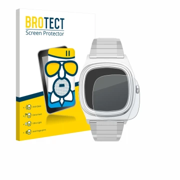 Front side of a product packaging with the brand logo BROTECT. Next to it is the device Timex Reissue 1983 E shown with the co