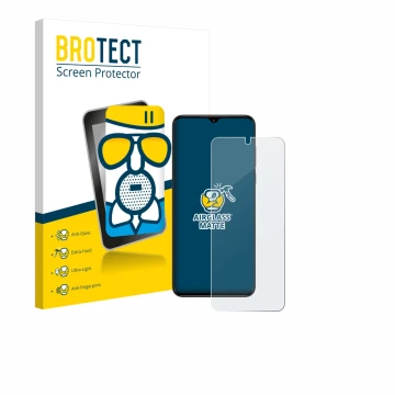 Front side of a product packaging with the brand logo BROTECT. Next to it is the device ZTE Nubia Neo shown with the correspon