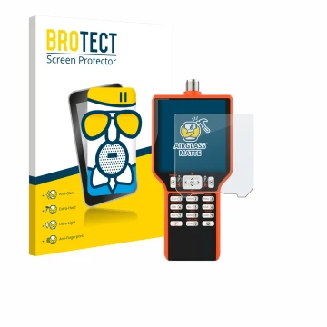 Front side of a product packaging with the brand logo BROTECT. Next to it is the device RigExpert MATCH shown with the corresp